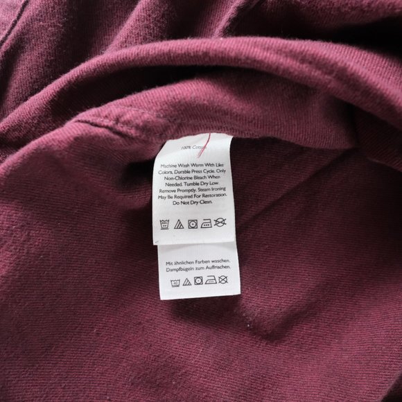 Eddie Bauer Mens XL Heavy Cotton Flannel Shirt Classic Fit Maroon Red Button Up - Picture 6 of 11